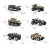 1/64 Scale Big Trucks Set Mini Alloy Diecast Car Model Toys Vehicles Carrier Truck Helicopter Tank Fire Truck Engineering Car Toys for Kids