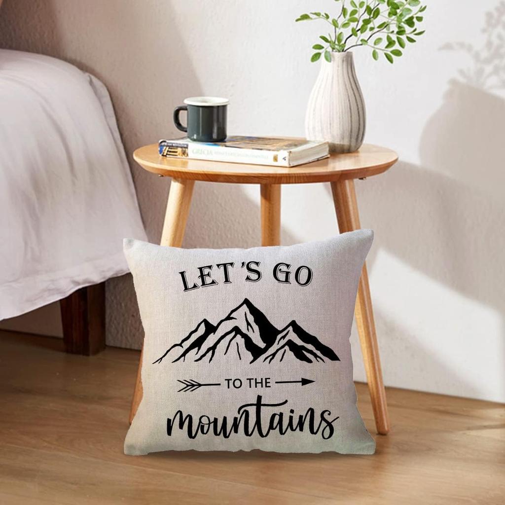 ULOVE LOVE YOURSELF Adventure Awaits Throw Pillow Cover with Arrows Let’s Go to The Mounta Adventure Decor Cushion Covers Cabin/Camper Decorative