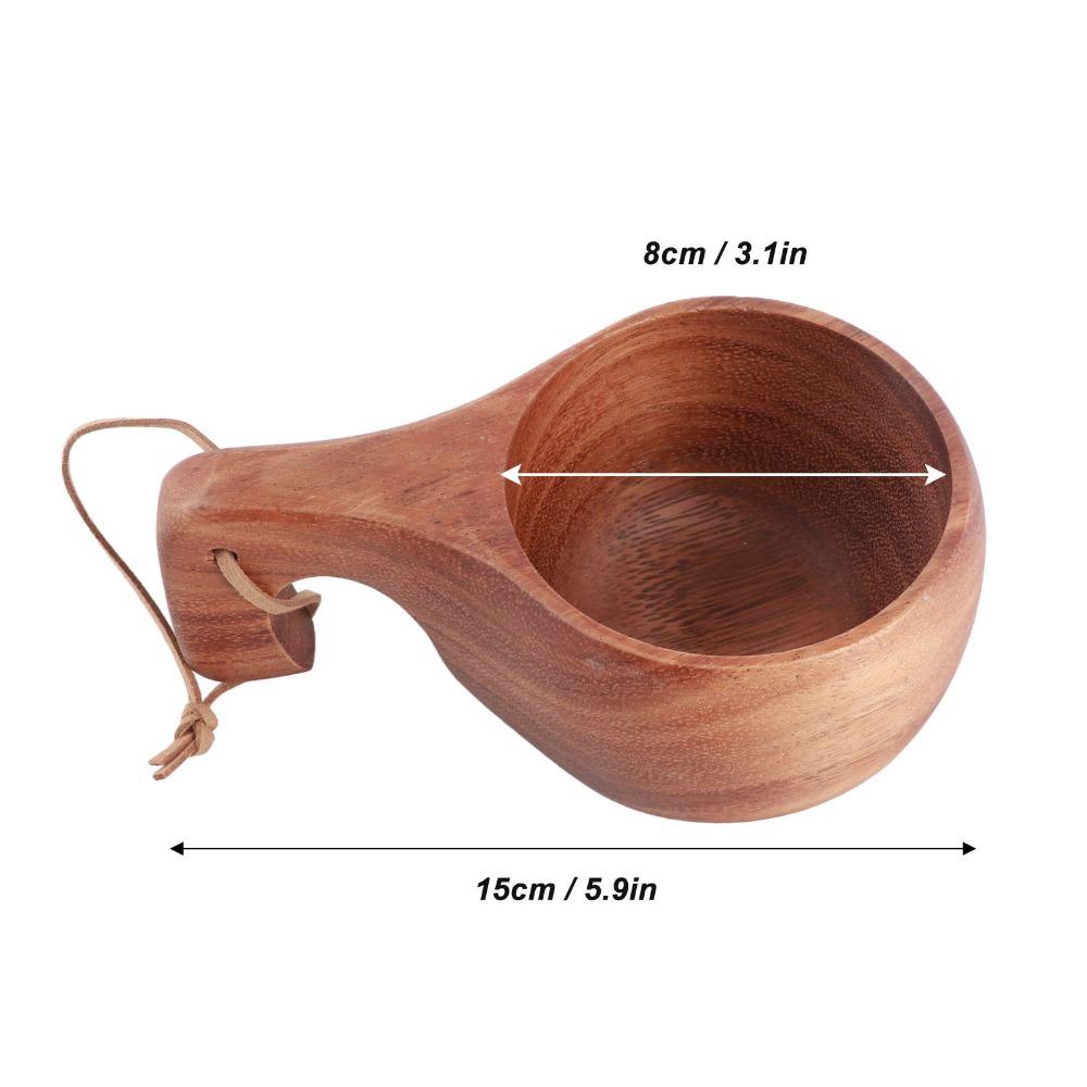 Wooden Salad Mug Built in Side Handle Coffee Mug Lightweight Handle Cup Afternoon Tea