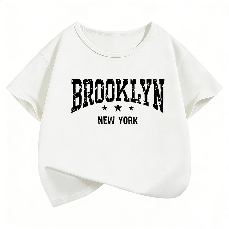 Fashion brooklyn Design T-Shirt Printed T Shirt Girls' Summer Clothes Short Sleeve Tops T-Shirts Cute Girls Clothing