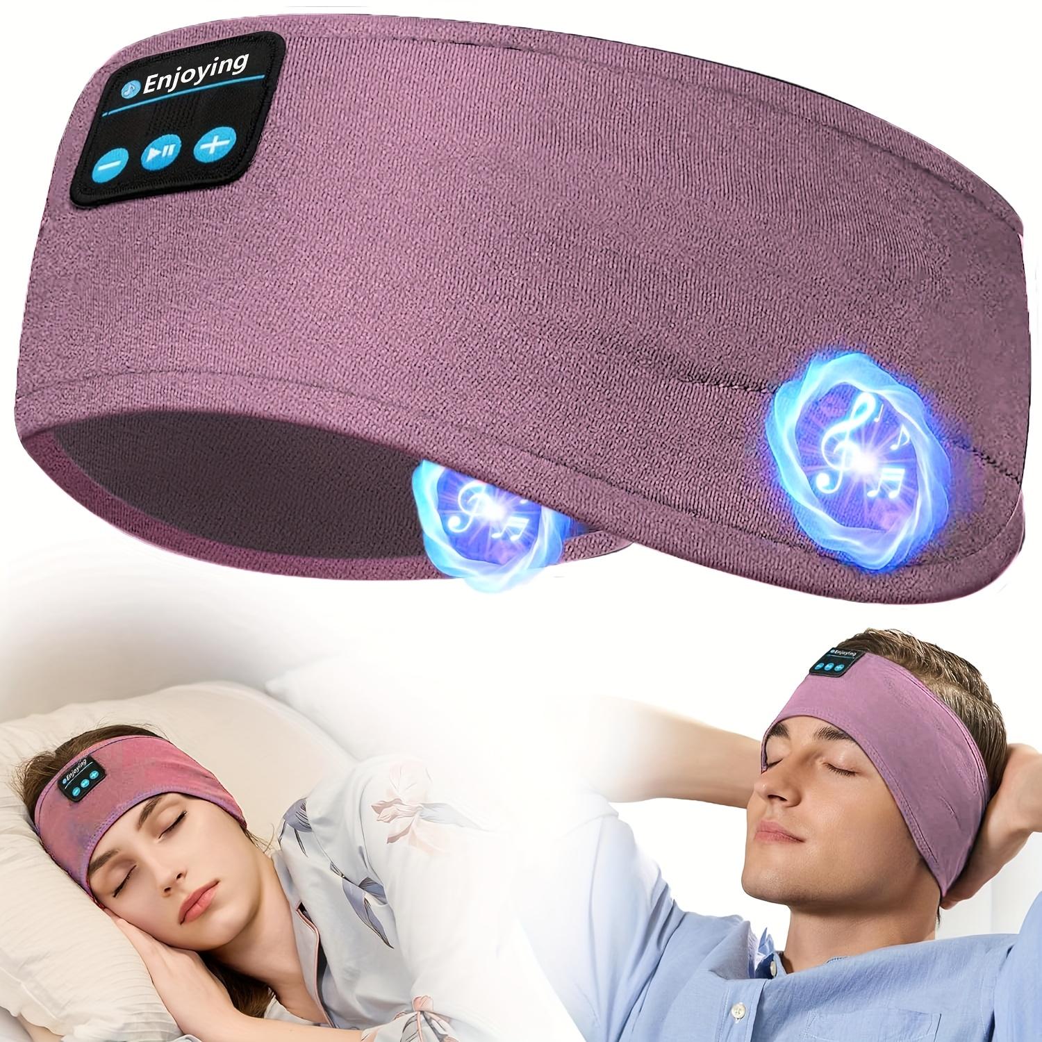 

Беспроводная повязка для сна со встроенным микрофоном и регулятором громкости - повязка с шумоподавлением, зарядка через USB, совместима со смартфонами. фиолетовый