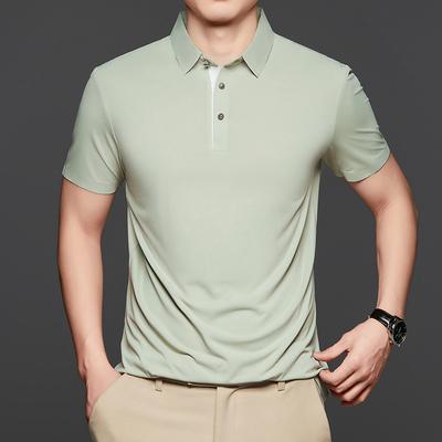 Direkt Tişört Kısa Kollu Orta Mavi Düz Renk Günlük Buz İpeği Erkek Polo Gömlek