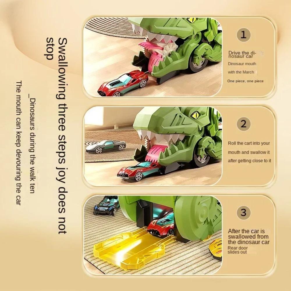 Novo Ataque de Carro Devorador de Dinossauro Tiranossauro Rex Devorador Brinquedo de Transformação Quebra-Cabeça Armazenamento Infantil Carro de Deslizamento Inercial