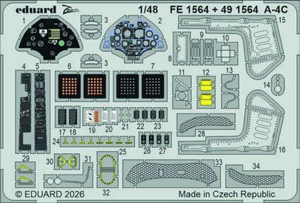 eduard Skyhawk Etching Parts Hobby Plastic Model Kit Parts EDU491564 1/48 A-4C (for Boss) (Airplane)