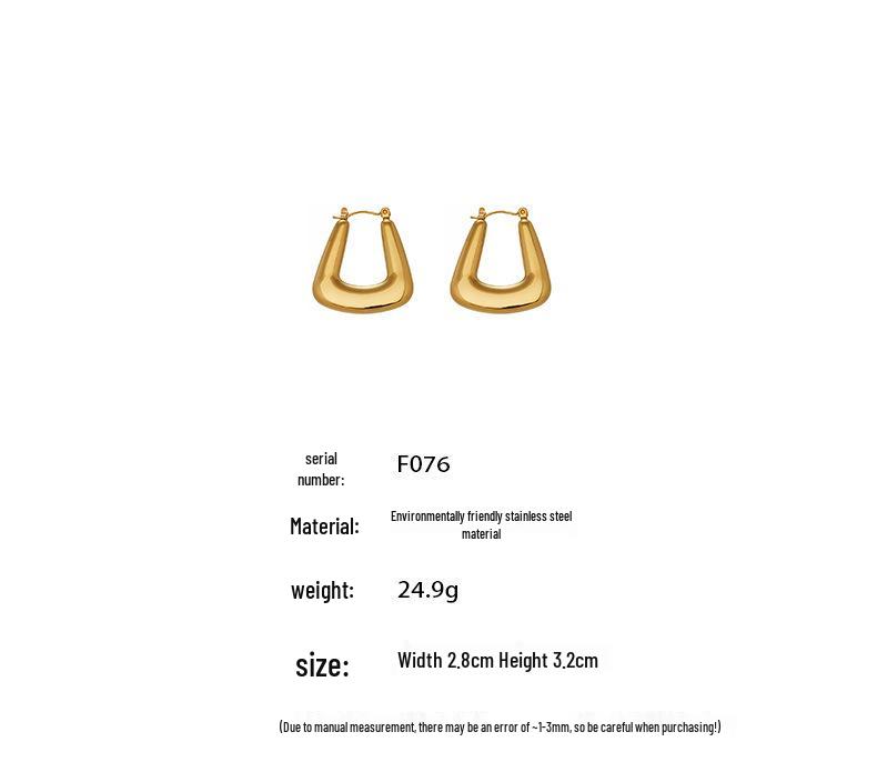 Chic Geometric Titanium Ear Hoops: European & American Cold Style Celebrity Earrings