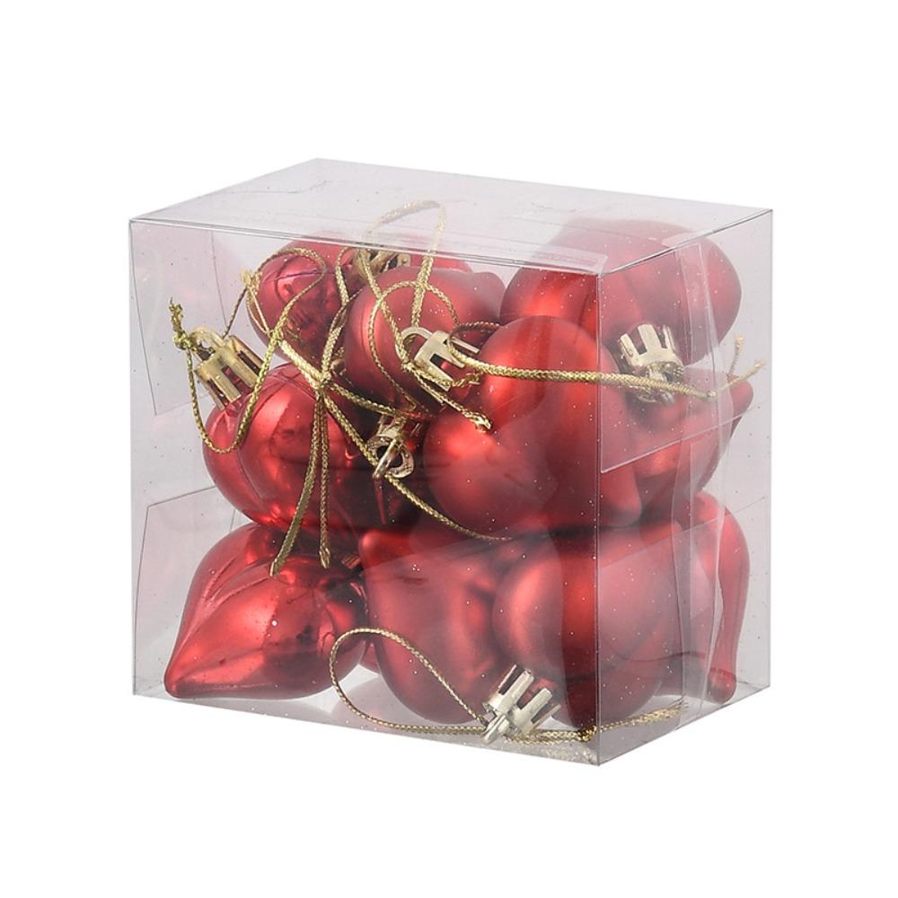 12 STÜCKE Kunststoff Herz Kugel Ornamente Set 4,5CM Weihnachtskugeln Hängendes Herz Kugel Anhänger Weihnachten