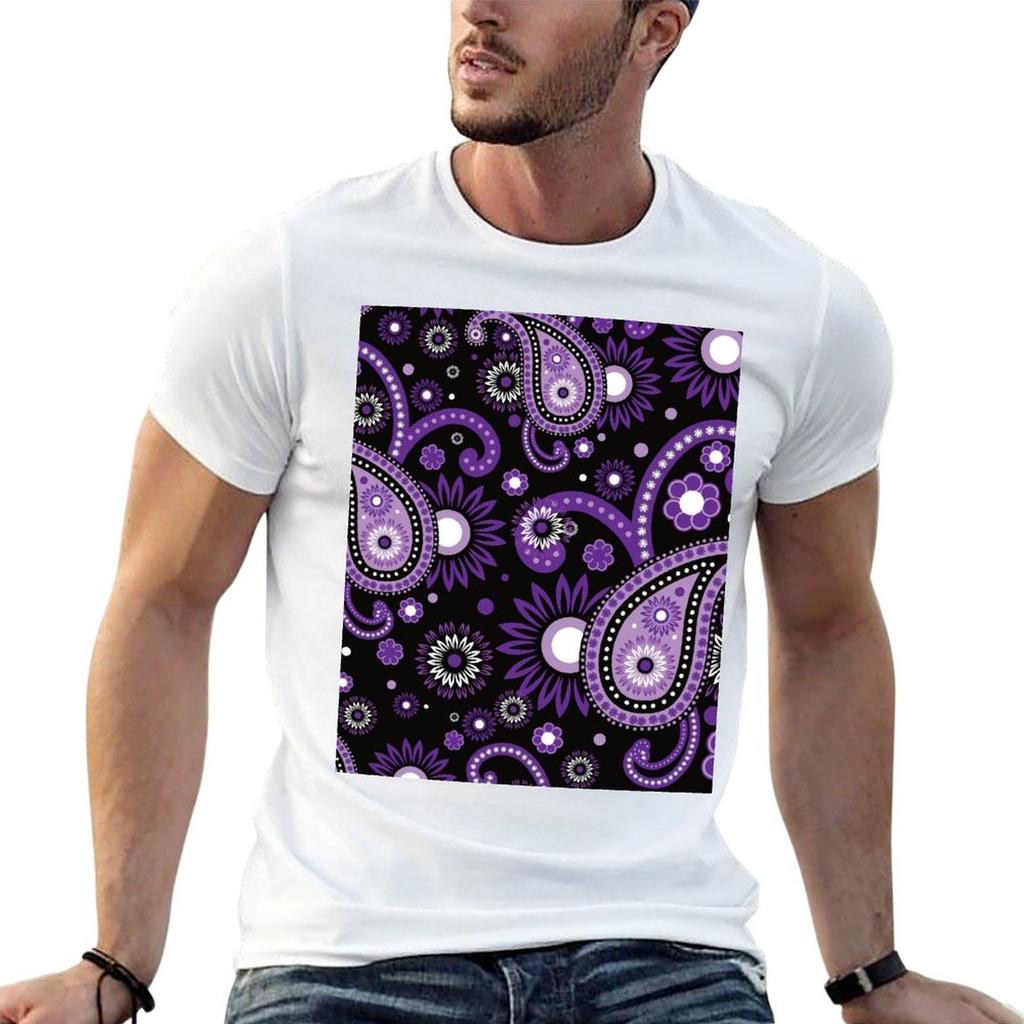 Violett Und Lila Paisley T-Shirt T-Shirts Für Unisex Schmal Geschnittenes T-Shirt Unisex 100% Baumwolle Luxusmarke Unisex T-Shirt Designer T-Shirt