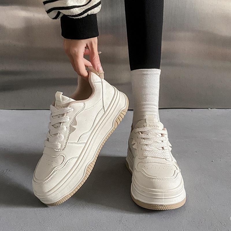 Platform white shoes women's 2025 new autumn breathable height increase casual versatile comfortable sports board shoes