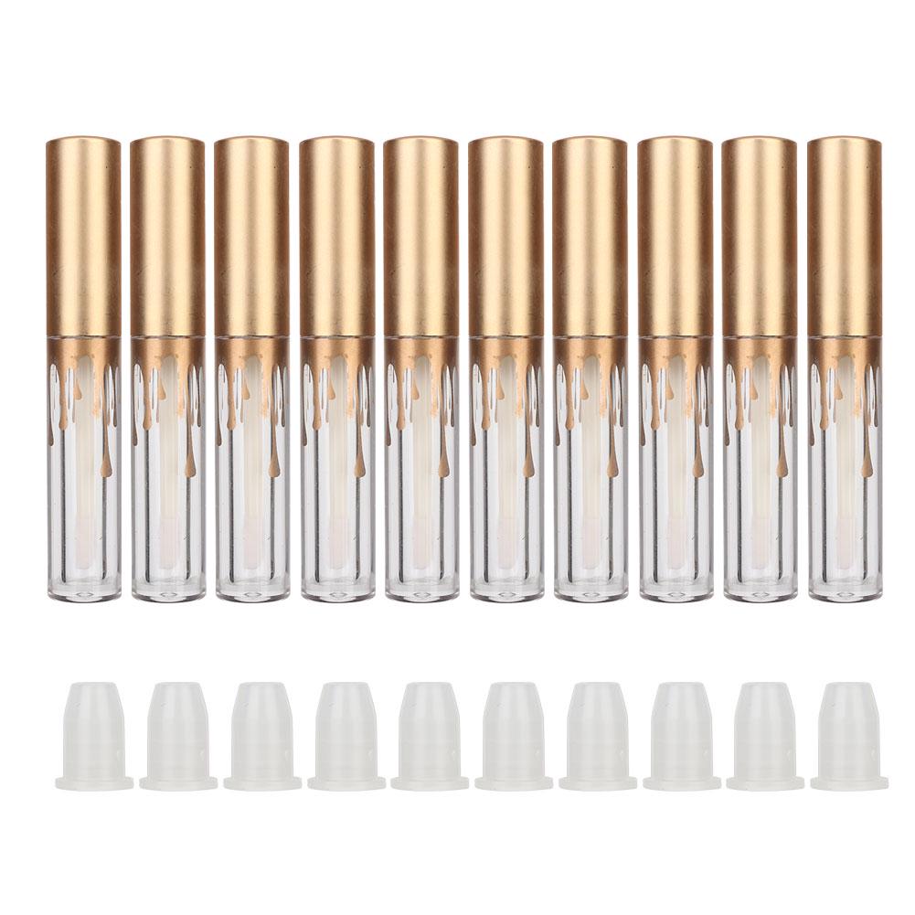 10pcs Empty Lip Gloss Tube DIY Lipstick Bottle Container Makeup Tool (2.5ml Pc Matte Gold Cap)
