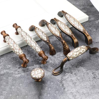 1 τεμάχιο με υλικό εγκατάστασης, γυαλισμένο φινίρισμα, λαβές πόρτας ντουλάπας, ελαφριές, πολυτελείς, κεραμικές, vintage, αντίκες, μπρούντζινες λαβές ντουλαπιού