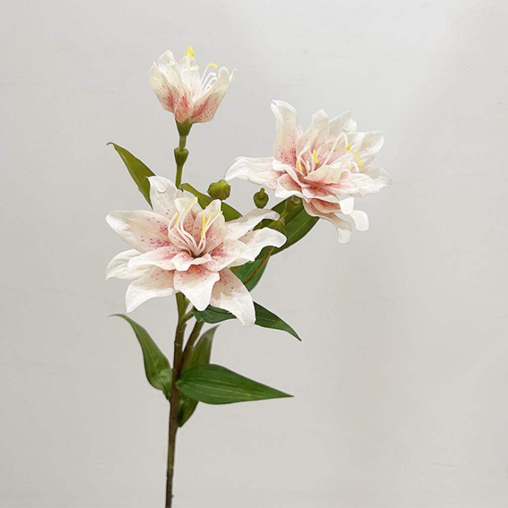 Artificial Lily Flower Light Roseate 60cm Long Elegant Vivid Faux Lily for Living Room Kitchen Bedroom