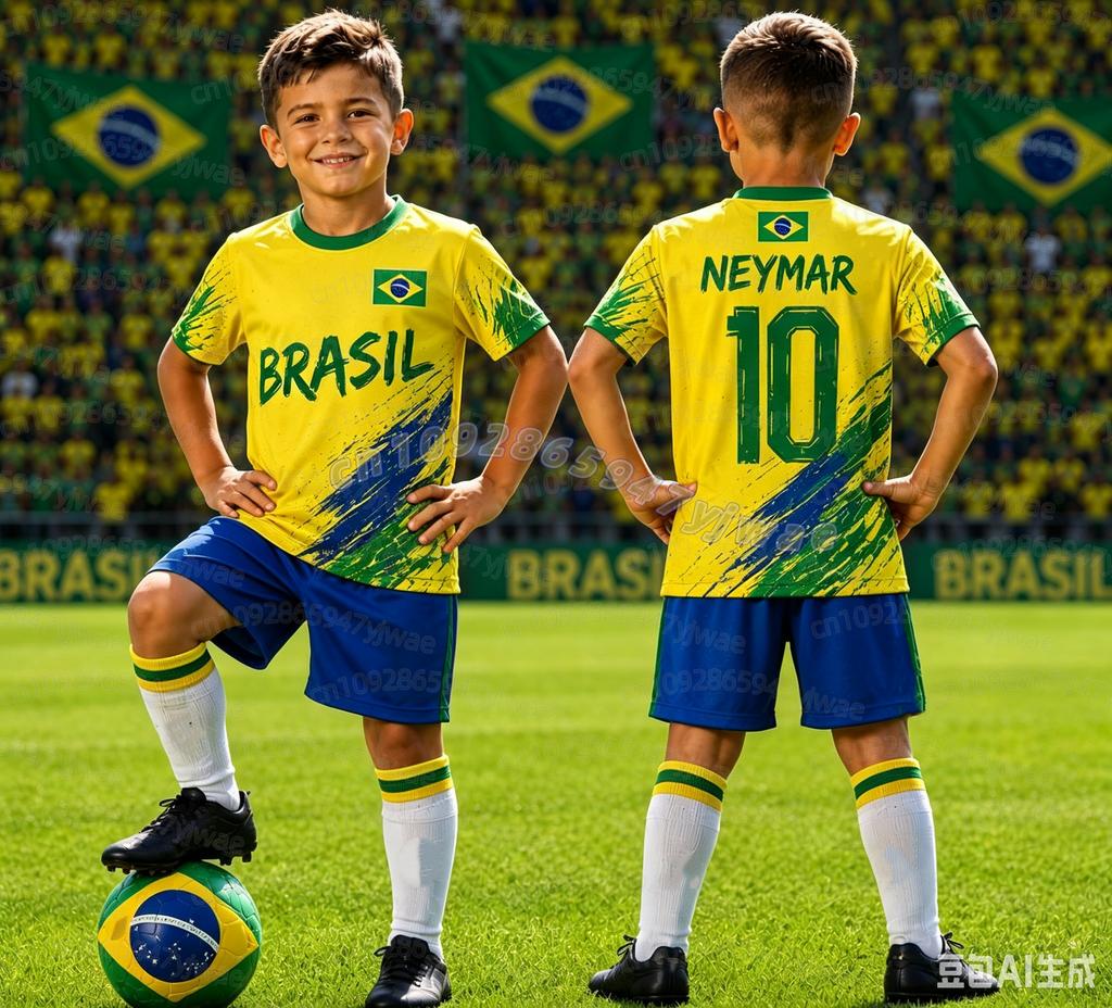 2026 Garçon FILLE Neymar N°10 Maillot de Football T-shirt Short Ensemble Femme Homme Fans BRÉSIL Enfants Ensemble T-shirt Short Survêtement Ensemble 2 Pièces