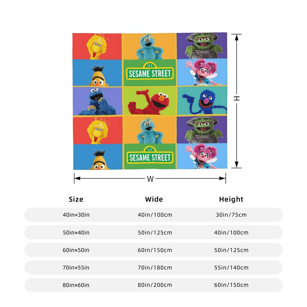 Sesame Street Cartoon Blanket Coral Fleece Plush Spring/Autumn Abby Cadabby Breathable Throw Blankets for Bed Bedroom Rug Piece