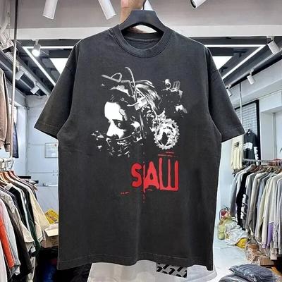 Saw Film Basic Stil Schwarzes Baumwoll-T-Shirt Unisex Herren Damen S-5XL Unisex T-Shirt