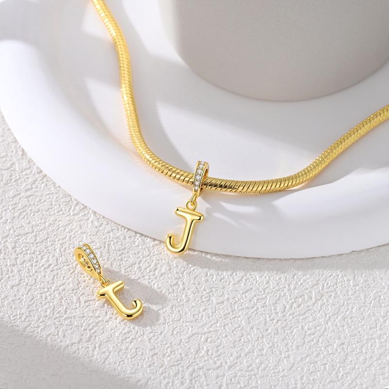 Copper Golden Letter J Charms Fit Original Bracelet Making Gift For Woman Jewelry Diy Fashion Pendant