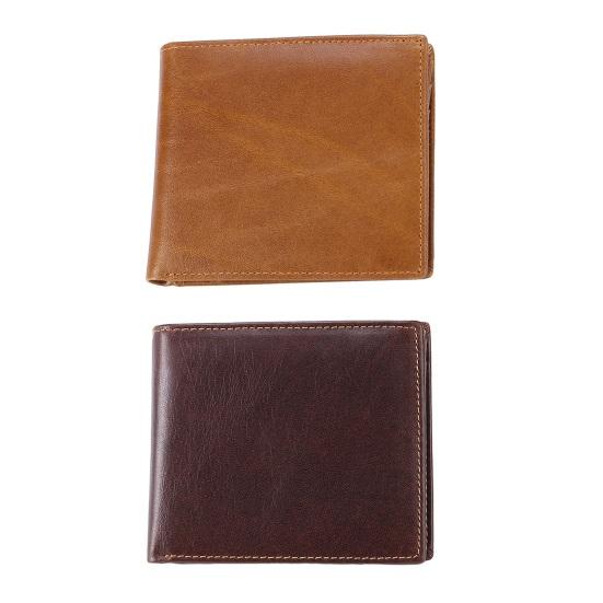 RFID Blocking Men Wallet Vintage Faux Leather Bi-fold Wallet with ID Window Coin Pocket Portable Folding Anti-Theft Credit Card Holder