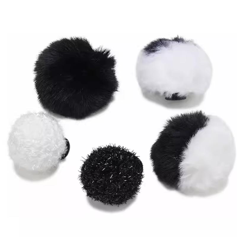 

Crocs Дырявые туфли Шерстяной помпон Аксессуары для обуви Унисекс Одинаковые для пары Разноцветные F черный белый