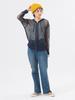 [BEAMS BOY] L/S TEE Big Mesh Hoodie Women's NAVY ONE SIZE