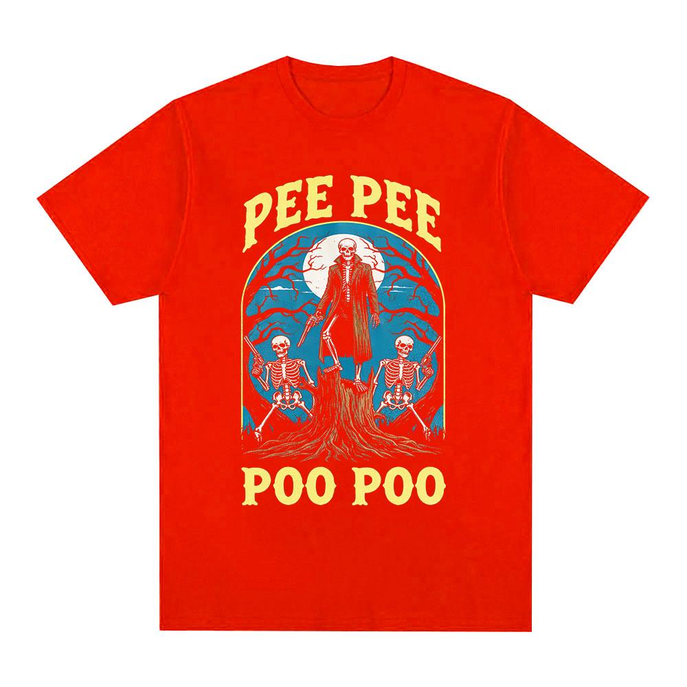 Pee Pee Poo Poo Skeleton Graphic Funny Meme TShirts for Unisex Women Sarcastic Weirdcore T Shirts Gen Z Humor Gift Tees streetwear S