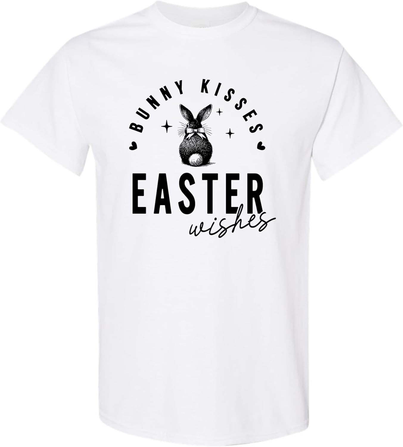 Bunny Kisses Easter Wishes Shirt Cute Funny Bunny Graphic Tee Easter T-Shirt for Women Men Adults Spring Outfit S
