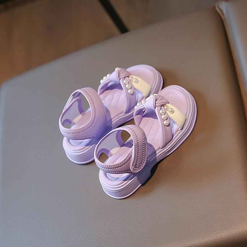 

Сандалии для девочек 2025 нескользящие весенне-летние новые детские туфли принцессы для детей среднего и старшего возраста с мягкой подошвой в зарубежном стиле пляжные сандалии для девочек 31 [Inner length 19CM] фиолетовый