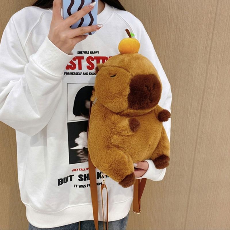 Kreativer Capybara Plüsch Rucksack Niedliche Umhängetasche Für Kinder Teenager Und Erwachsene Weiche Crossbody Taschen Schultasche Geschenk