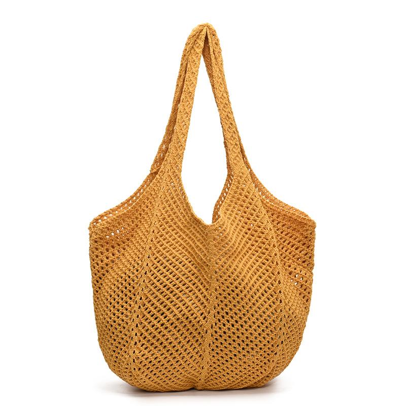 2025 New Niche Design Literary Lazy Wind Hollow Knitted Tote Bag Large Capacity Casual Versatile Shoulder Bag
