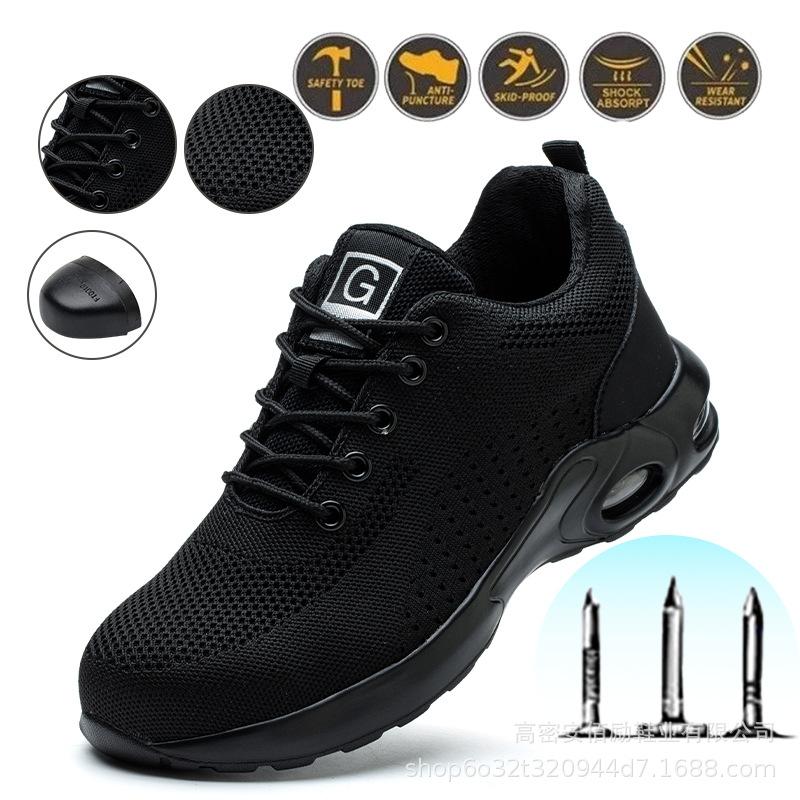 

men s anti-smashing, anti-piercing, breathable workers shoes, non-slip steel baotou, safety protective shoes FZ-66 Black 48