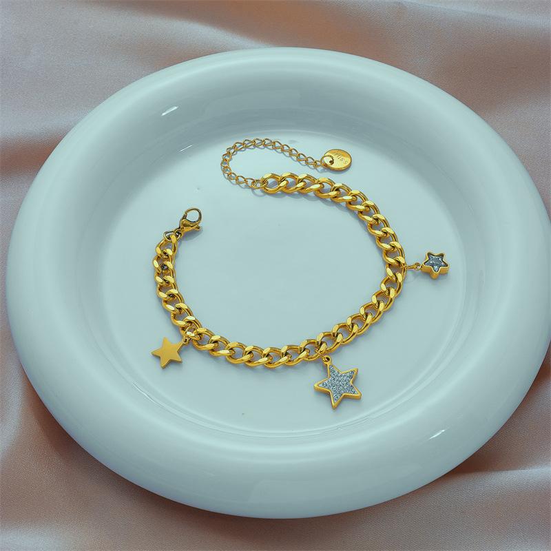 Gold Star Cuban Link Bracelet For Women Dainty Jewelry