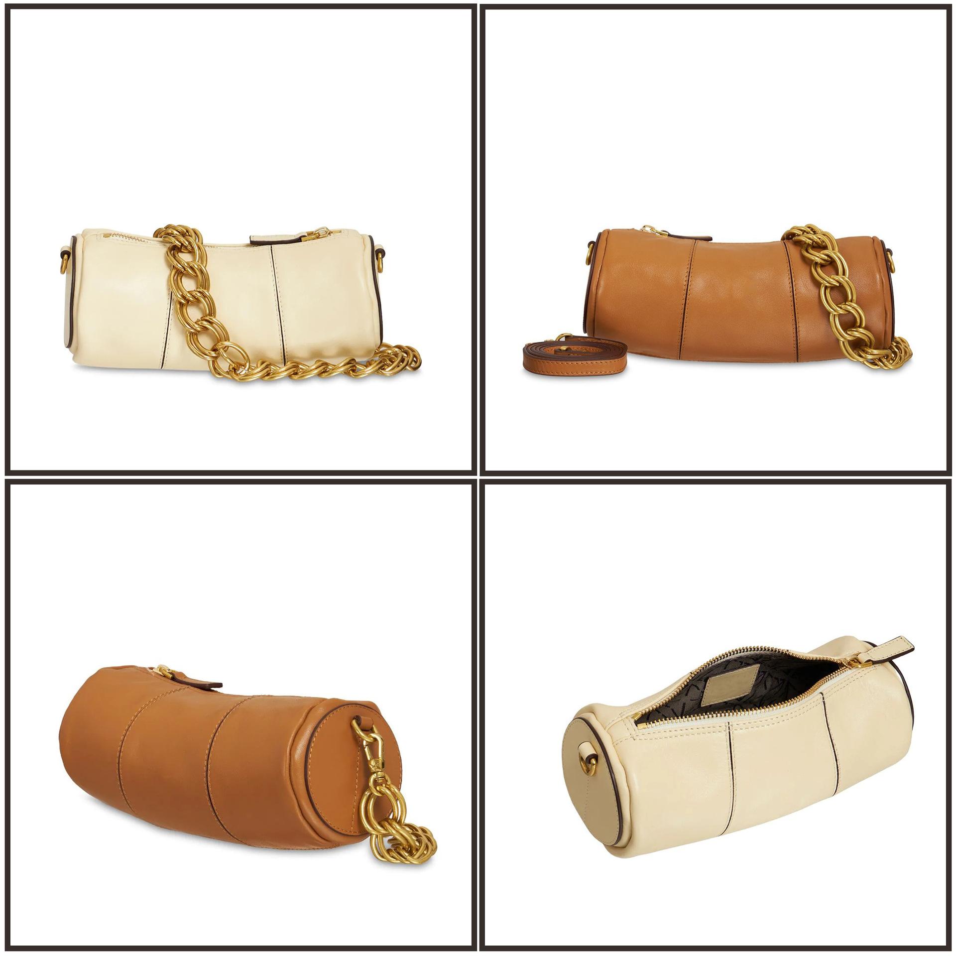 

Сумка-цилиндр YBO кожаная сумка-мессенджер на цепочке через плечо высокотекстурная сумка бамбуковая сумка плюс 9X22X9cm коричневый