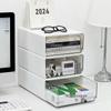 Transparent Desktop Storage Organizer with Stackable Drawer for A4 Files