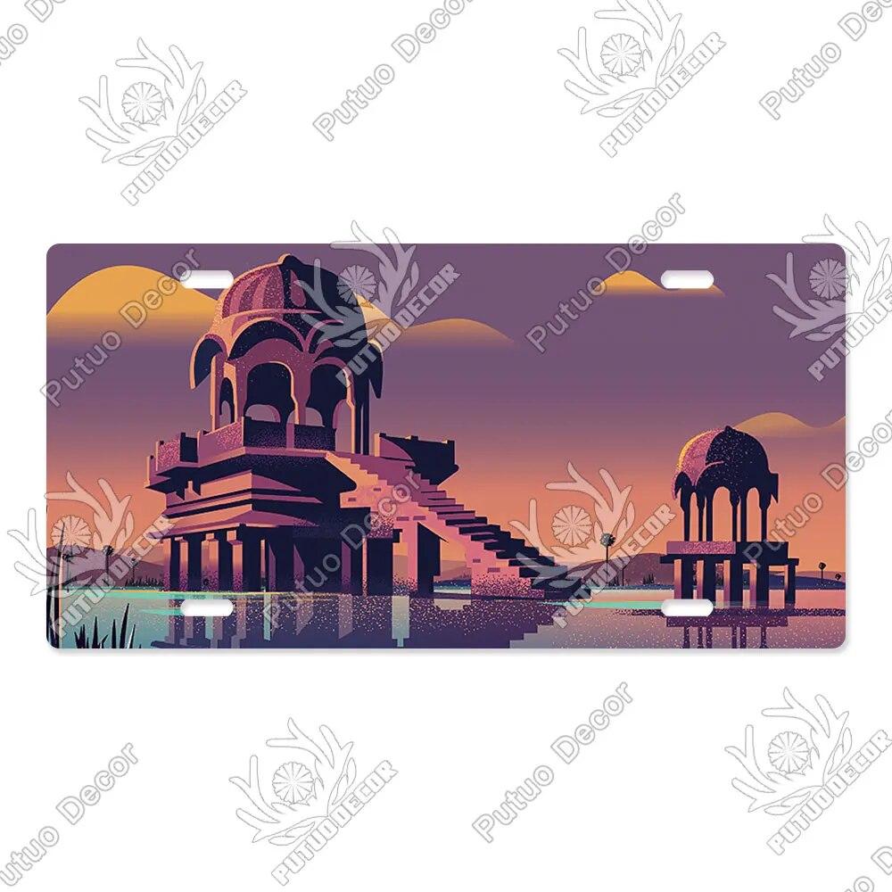 Putuo Decor Ilustrace SPZ Plechová cedule Plaketa Kovová dekorativní deska do auta Dveře do obývacího pokoje Domácí nástěnná dekorace