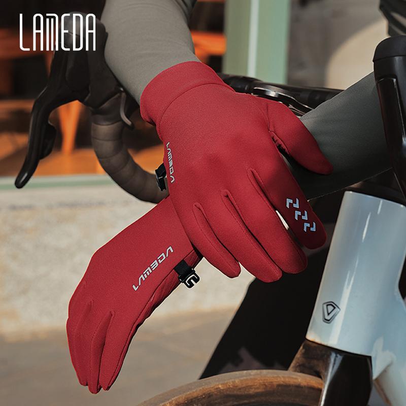 LAMEDA Winter Cycling Gloves for Men Thermal Bike Gloves Touchscreen Anti-Slip Full Finger Mountain Road Bicycle Riding Gloves
