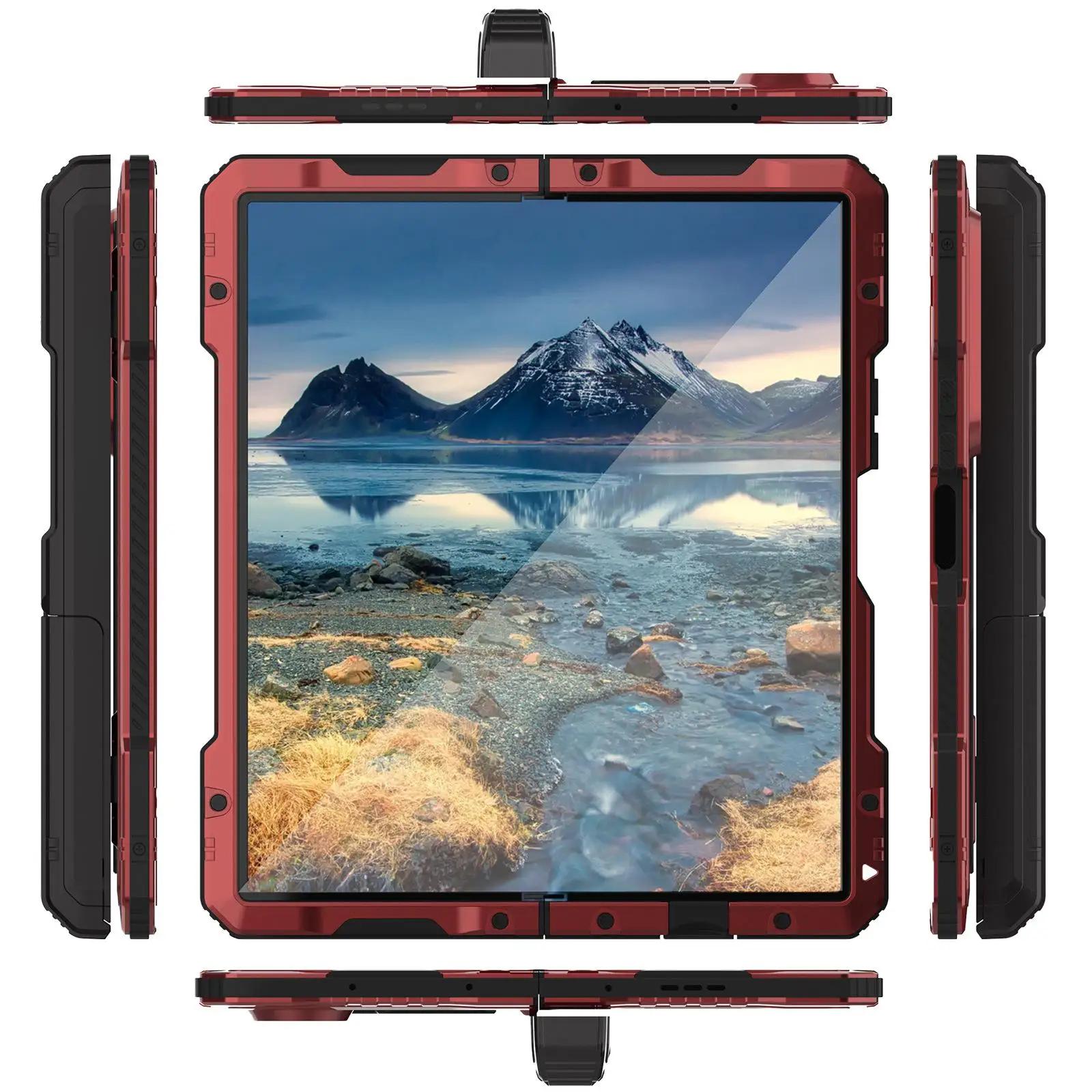 

Металлический алюминиевый чехол-броня для телефона Z Fold 4 Противоударный прочный чехол Полная защита для Samsung Galaxy Z Fold 6 5 Сверхпрочная накладка For Samsung Galaxy Z Fold4&Aluminum&Case & Holder красный