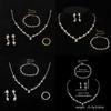 Bridal Jewelry Set With Crystal Necklace Earrings Bracelet For Women Wedding Accessories
