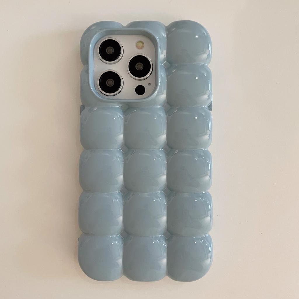 Cute Stylish Bread Chocolate Block 3D Phone Case For iPhone 14 13 12 15ProMax 11 Glossy Protective Cover Fundas INS Solid Color Macaron Egg Waffle