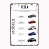 Tesla Car Models Metal Sign Poster Garage Room Decor Automobile Club Tin Home Decor