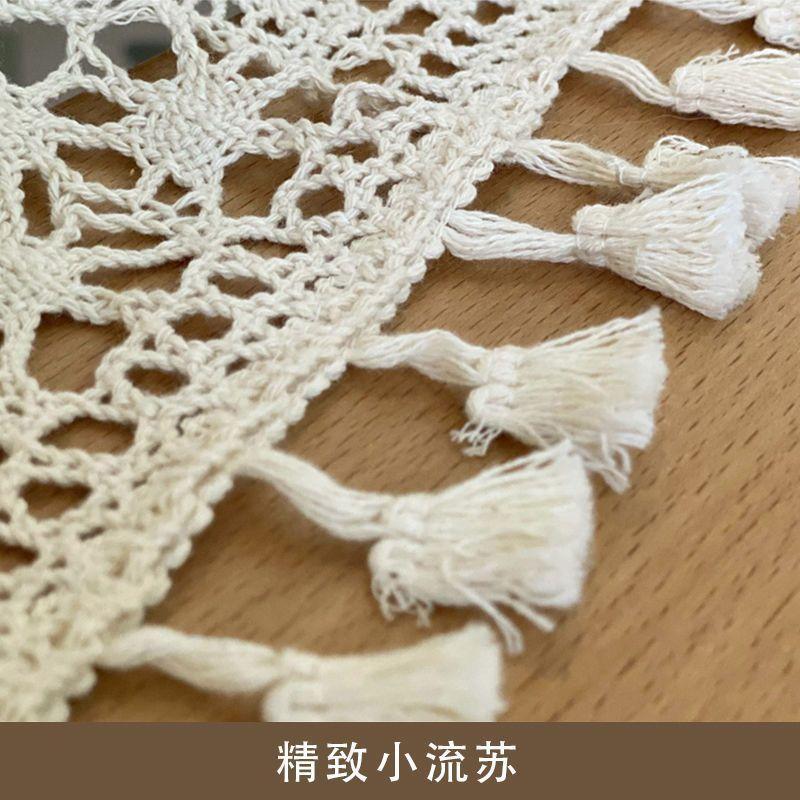 Handcrafted Floral Lace Polyester Tablecloth, Square French Vintage Lace Edge Design for Dining, Coffee Table & Party Decor