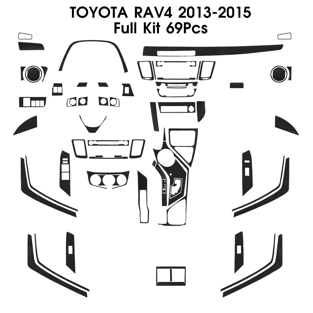 Black For Toyota RAV4 2013-2015 Car Interior Button Panel Decoration Protection Carbon Fiber Sticker Auto Styling Accessories