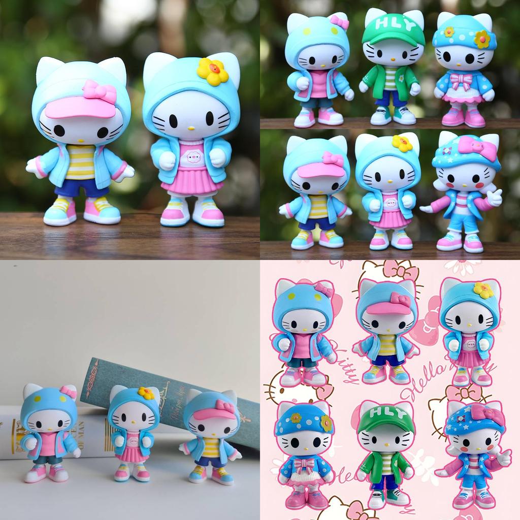 Adorable Kt Cat Figurine Cute Fashionable Pvc Cat Doll For Home Desk Decoration