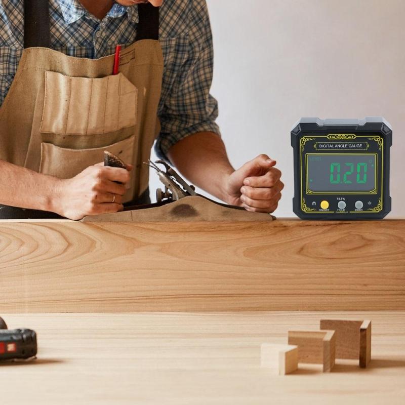 Professional Magnetic Digital Bevel Protractor With High Accuracy Battery Operated For Woodworking Metalworking Projects