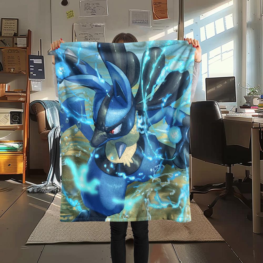 Lucario 4 Trykt Flanellteppe, Høy kvalitet, Komfortabelt for Alle Årstider, Hjemmeinnredning, Varme og Komfort