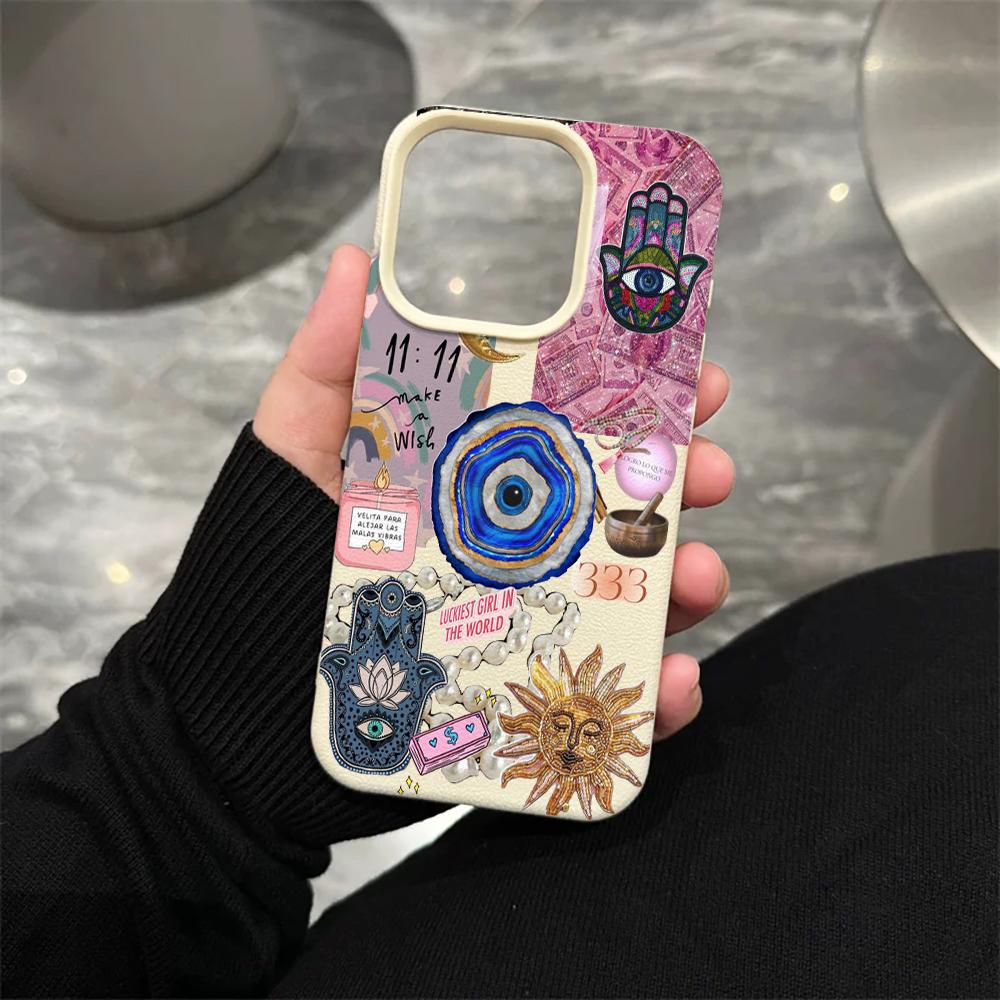 

Hamsa Hand Evil Eye collage Phone Case For iPhone 17 16 15 14 13 12 11 Pro Max 13 Mini 16e 17 Air Soft Cover Coque iphone 13 Pro