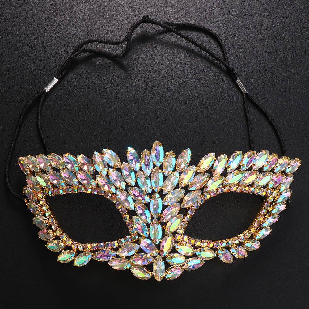 Stonefans Bling Masquerade Face Mask Crystal for Wonen Party Cosplay Carnival Adjustable Rave Statement Rhinestone Mask Jewelry