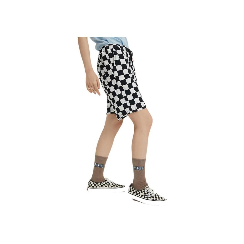 Vans Contrast Checkered Design Casual Straight Leg Shorts Women shorts Black White VN0A7TQ7YE9
