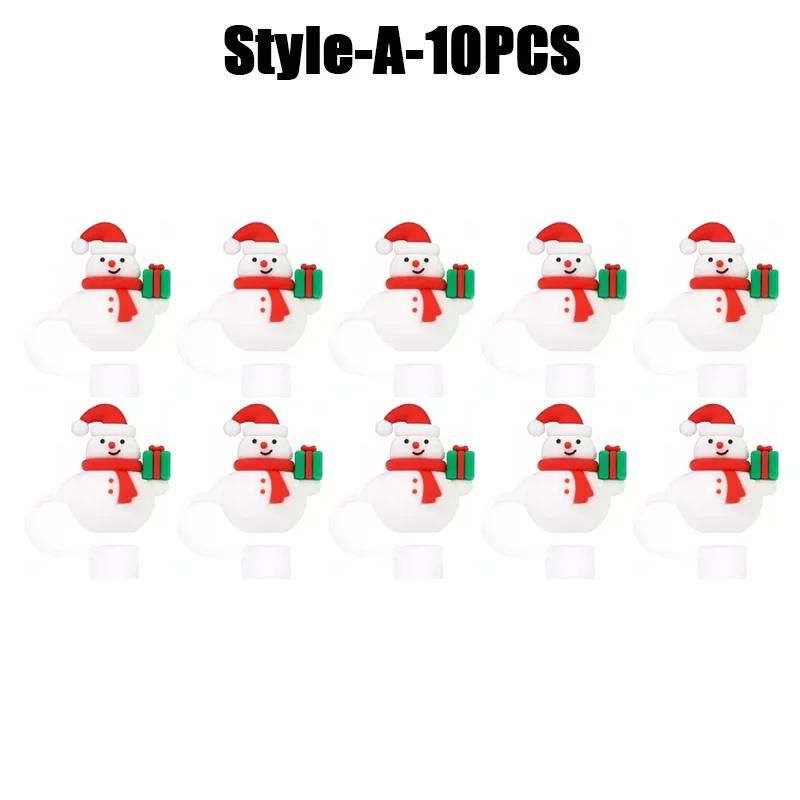 1-100PCSChristmasStraw DustCap 10mm Glass Straw Stopper Universal Water Bottle Reusable Cup Cover Accessories Holiday Party Gift