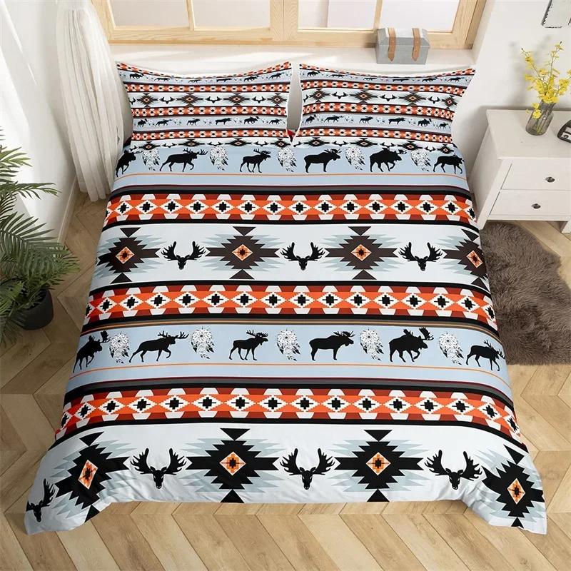 Exotic Horse Duvet Cover Set Queen African Tribal Arrow Western Animal Comforter Cover Microfiber Aztec Farm Animals Bedding Set