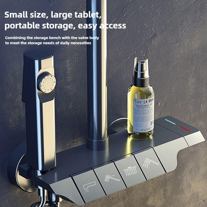 Piano Button Shower Digital Shower Set Thermostatic Home Shower Piano Key Shower System Spa Bathroom Shower System Sets