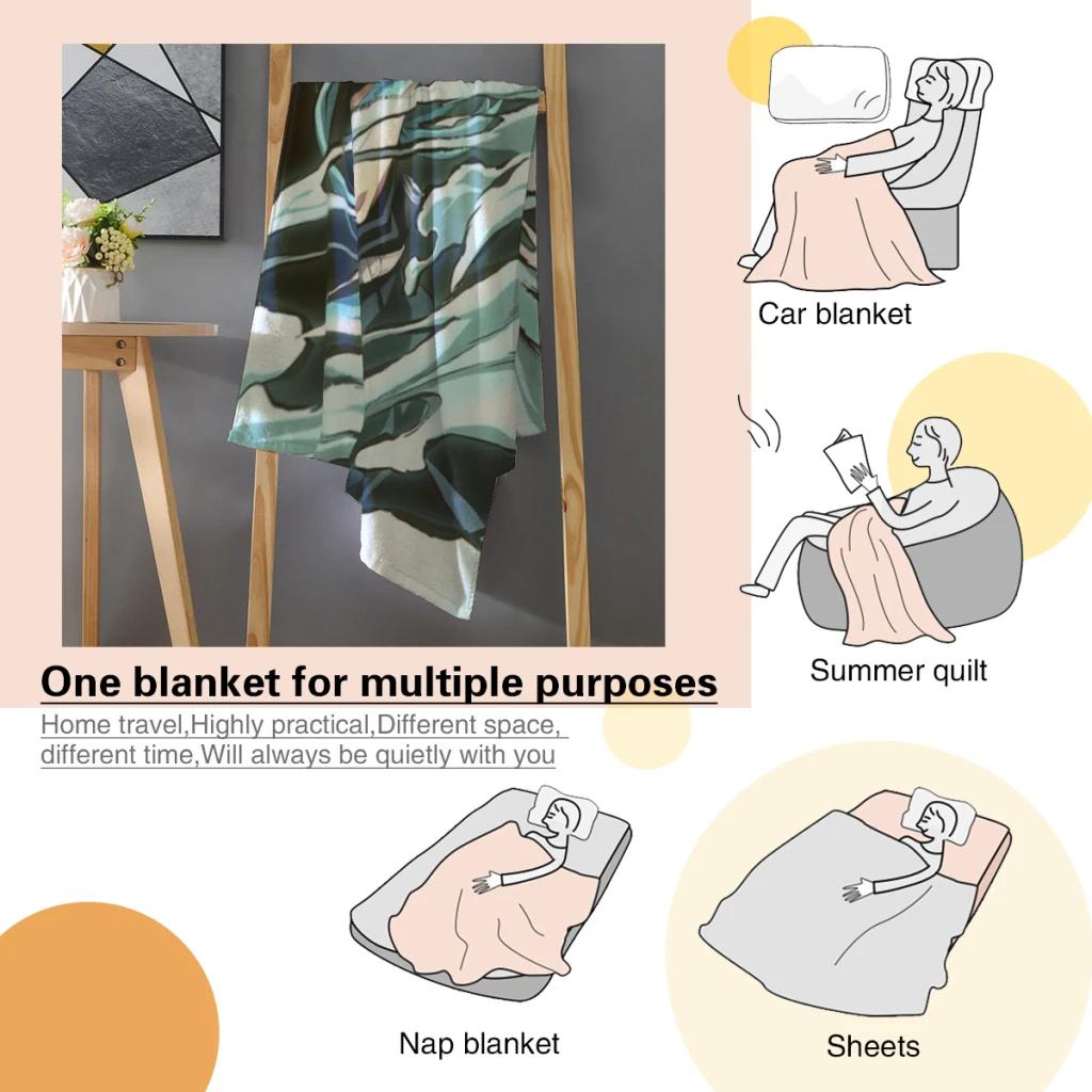 Demon Slayer Microfiber Blanket School Bed Blankets for Winter Luxury Cover Throw Sofa Knee Fluffy Soft Anime Summer & Throws