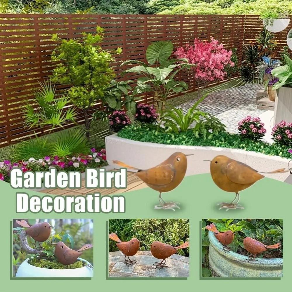 Funny Iron Art Bird Ornaments Rusty Retro Bird Statue Metal Bird Sculptures  Outdoor Lawn